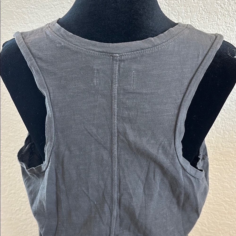 Mate The Label 100% Cotton Avery Henley Button Front Tank Grey Midi Dress 0119 - Picture 6 of 9